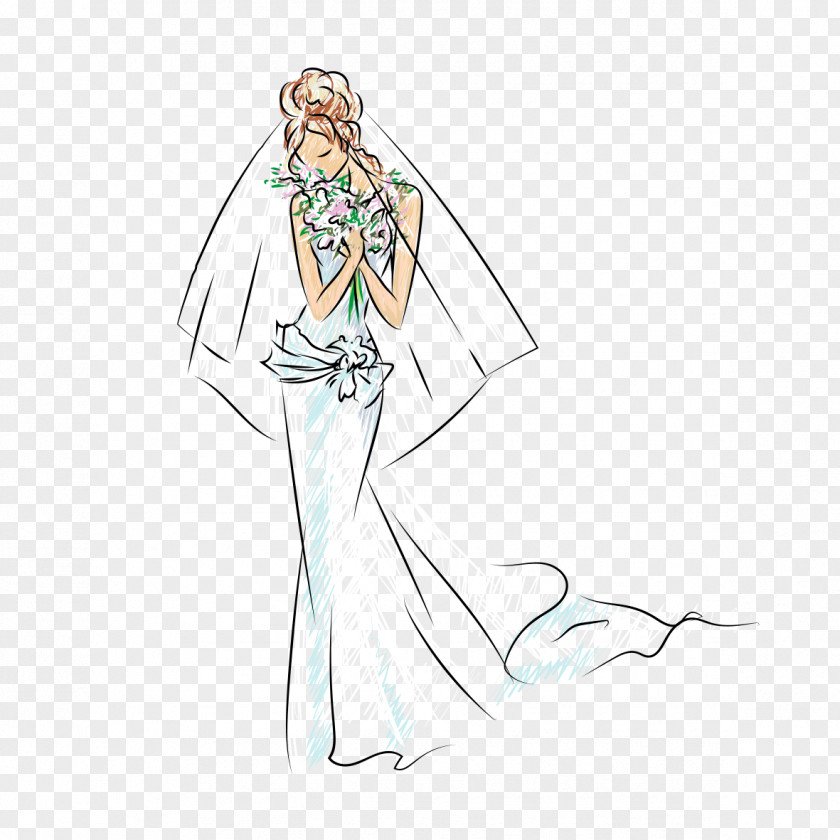 Hand-painted Bride Illustration PNG