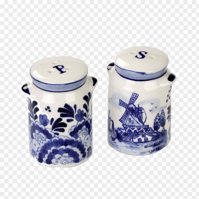 Black Pepper Delftware Ceramic Salt And Shakers PNG