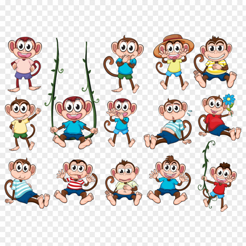 Monkey Cartoon Illustration PNG