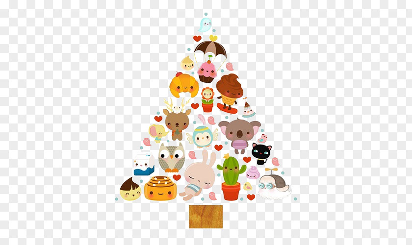 Triangle Kawaii Christmas Tree Art Illustration PNG