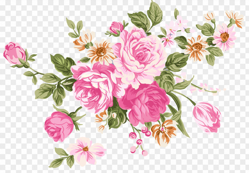 Watercolor Flower Beach Rose Pink PNG
