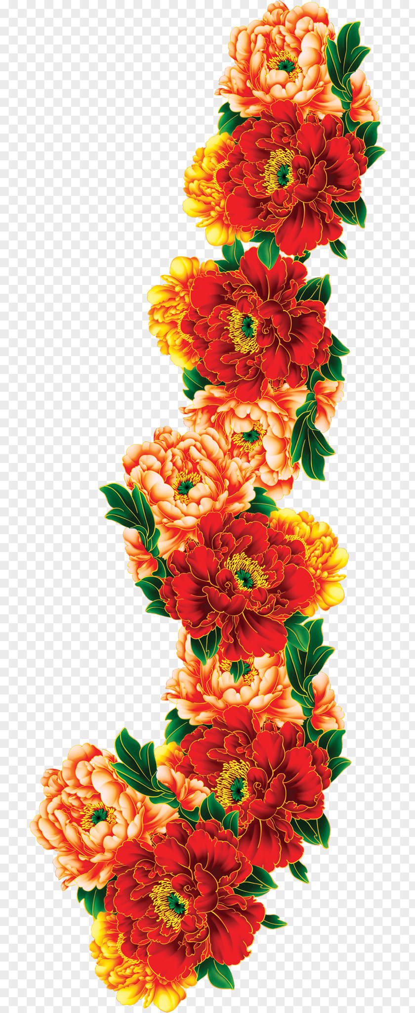 Big Autumn Flowers Mooncake Floral Design Mid-Autumn Festival PNG