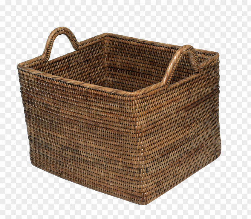 Rectangle Beige Storage Basket Wicker Picnic Home Accessories PNG