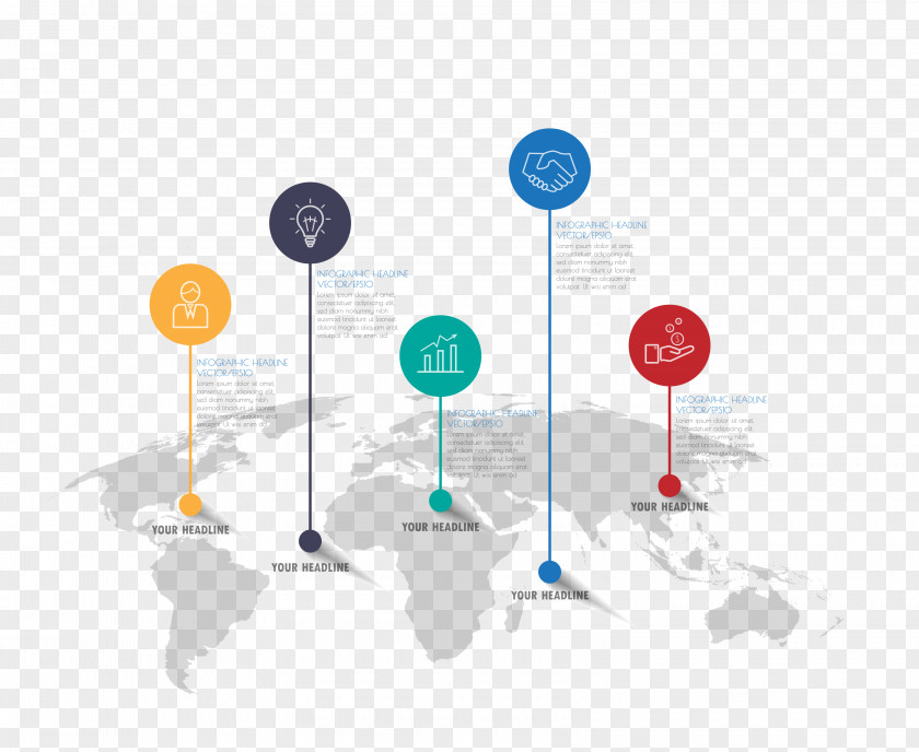 World Map Vector Timeline Infographic Chart Icon PNG