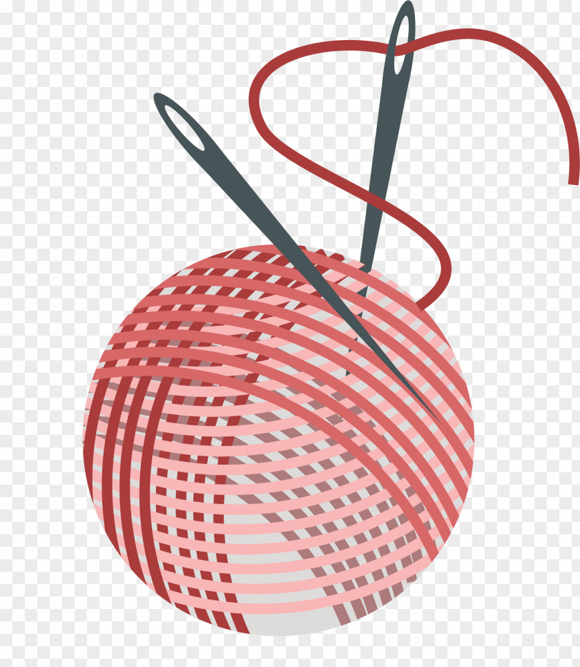 Red Coil And Embroidery Needle Sewing Pattern PNG