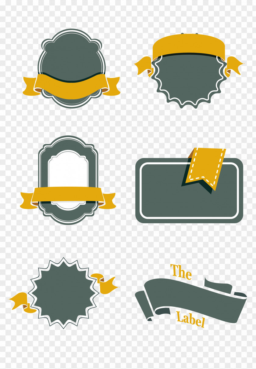Simple Retro Ribbon Label Border Collection Style PNG