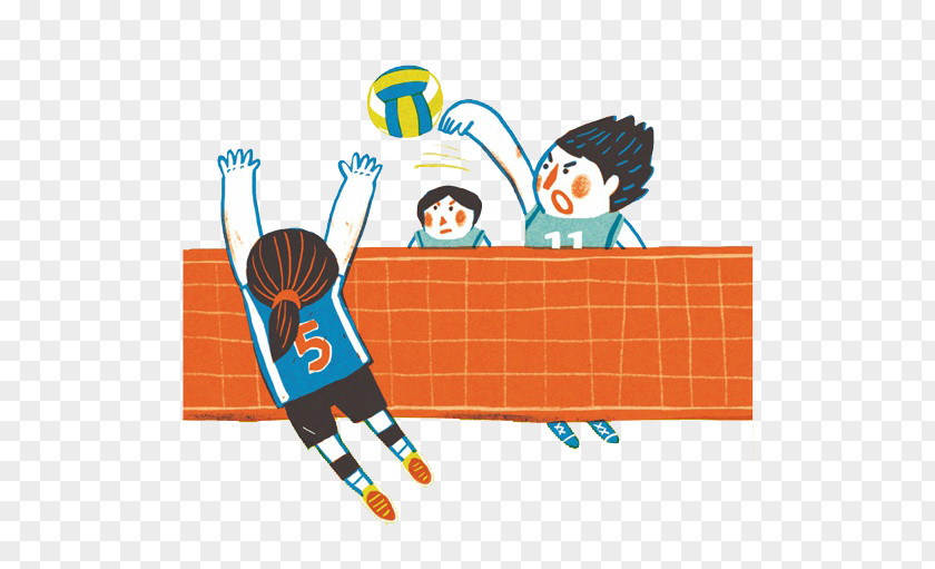 Cartoon Volleyball Match Beach 3D PNG