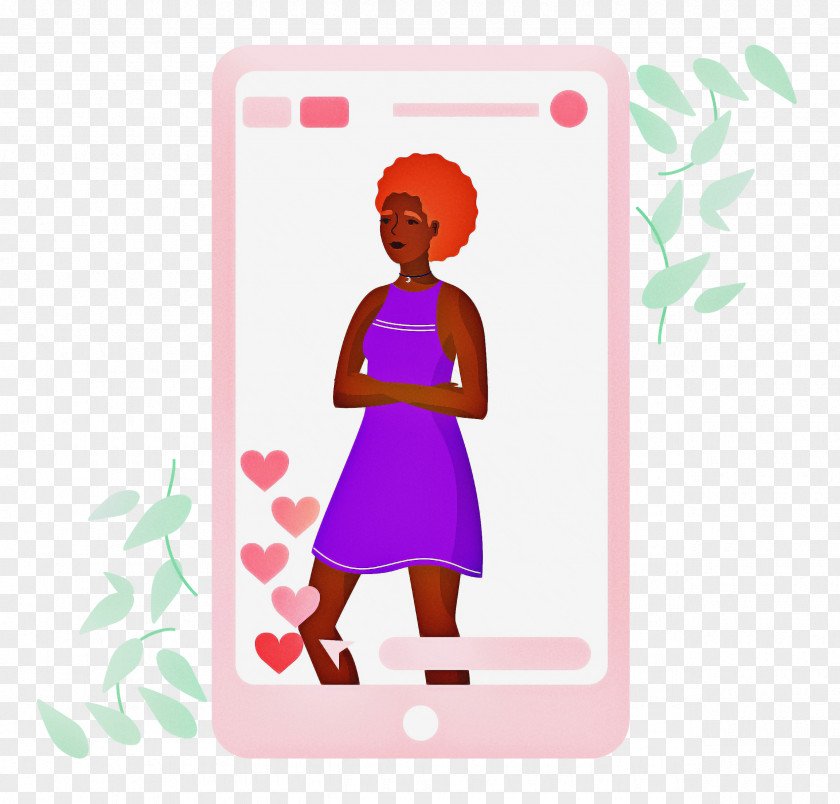 Woman Mobile Social Media PNG