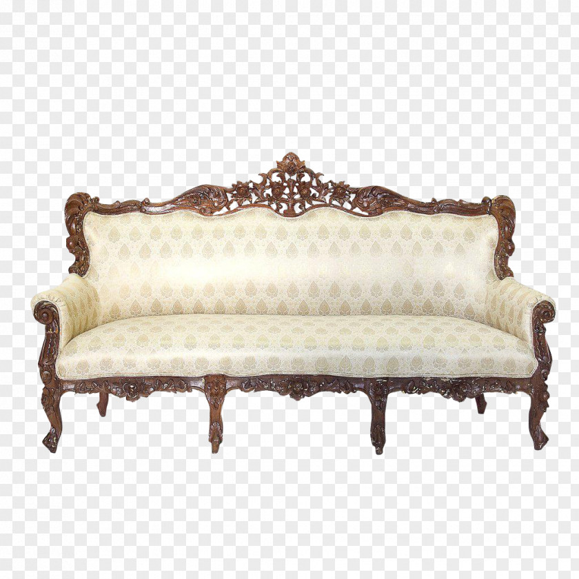 Antique Couch Loveseat Furniture Table PNG