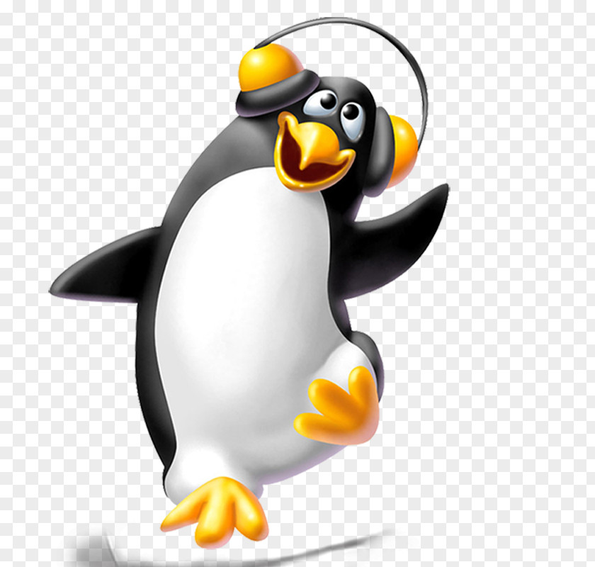 Cartoon Penguin Wearing Headphones Dance Clip Art PNG