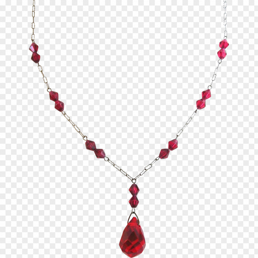 NECKLACE Necklace Jewellery Ruby Glass Red PNG