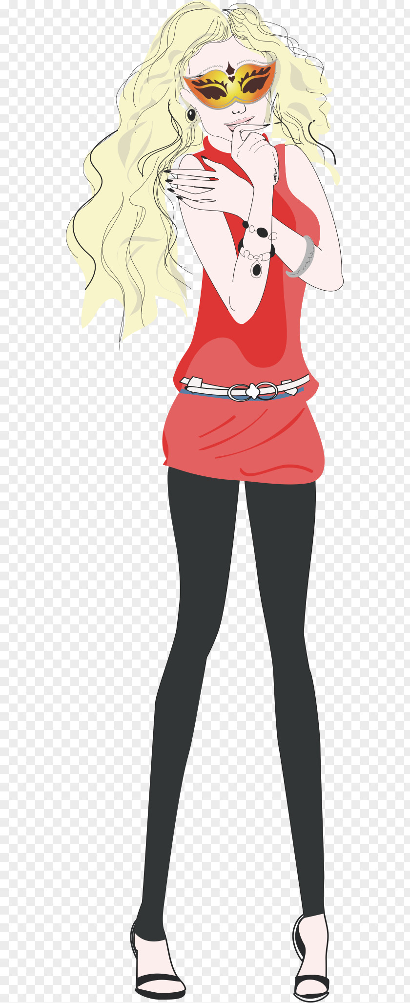 Long Hair Woman Cartoon Drawing PNG