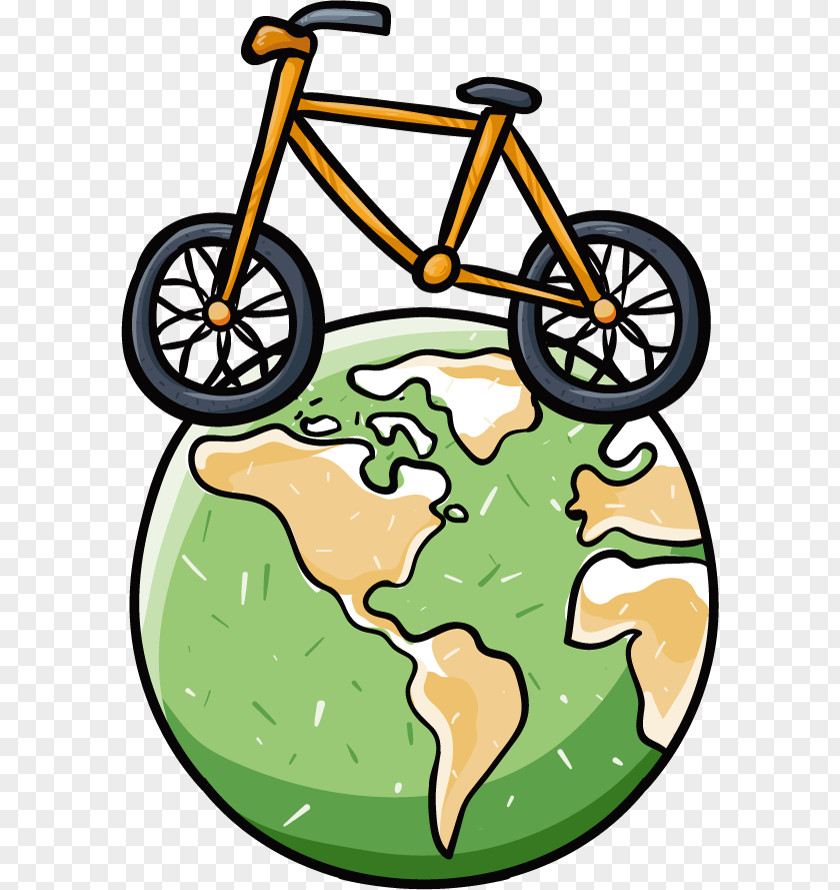 Vector Green Low-carbon Travel Bike Earth Economy Clip Art PNG