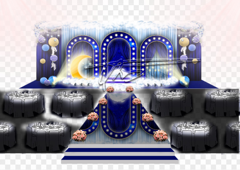 Wedding Stage Blue Fundal PNG