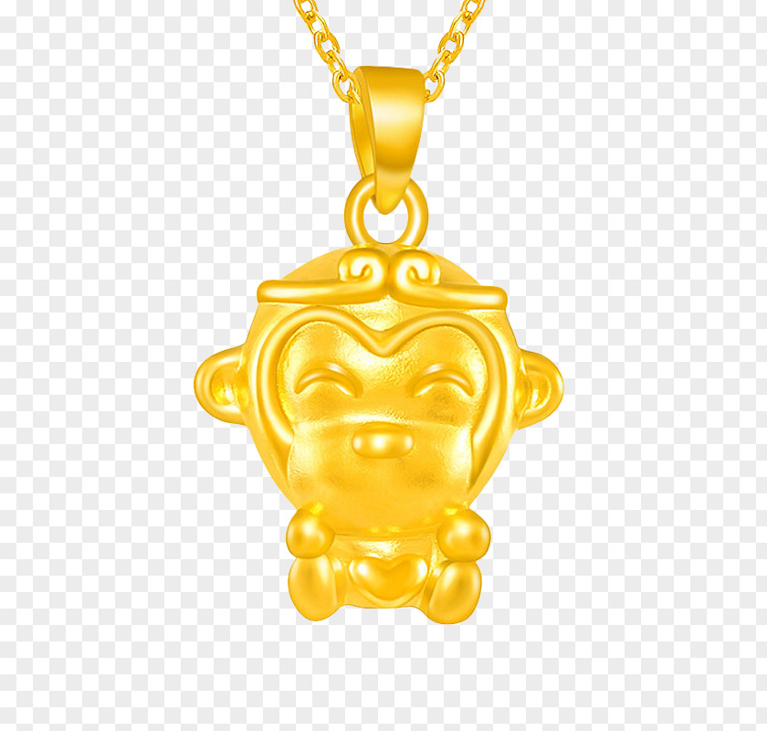 Golden Monkey Pendant Gold Necklace Locket Caishikou Department Store PNG