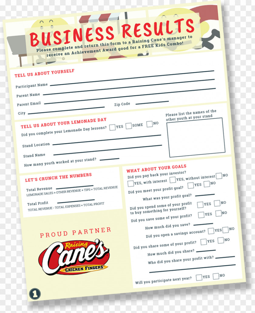 Lemonade Stand Raising Cane's Chicken Fingers Business PNG