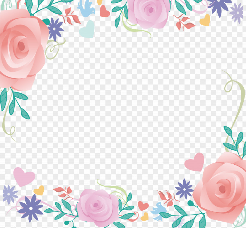 Peony Flower Border Love Illustration PNG