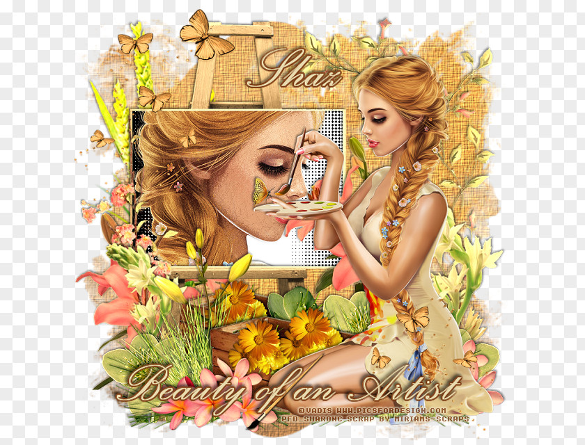Embroidered Beauty Image Photomontage Knowledge Scrapbooking Idea PNG