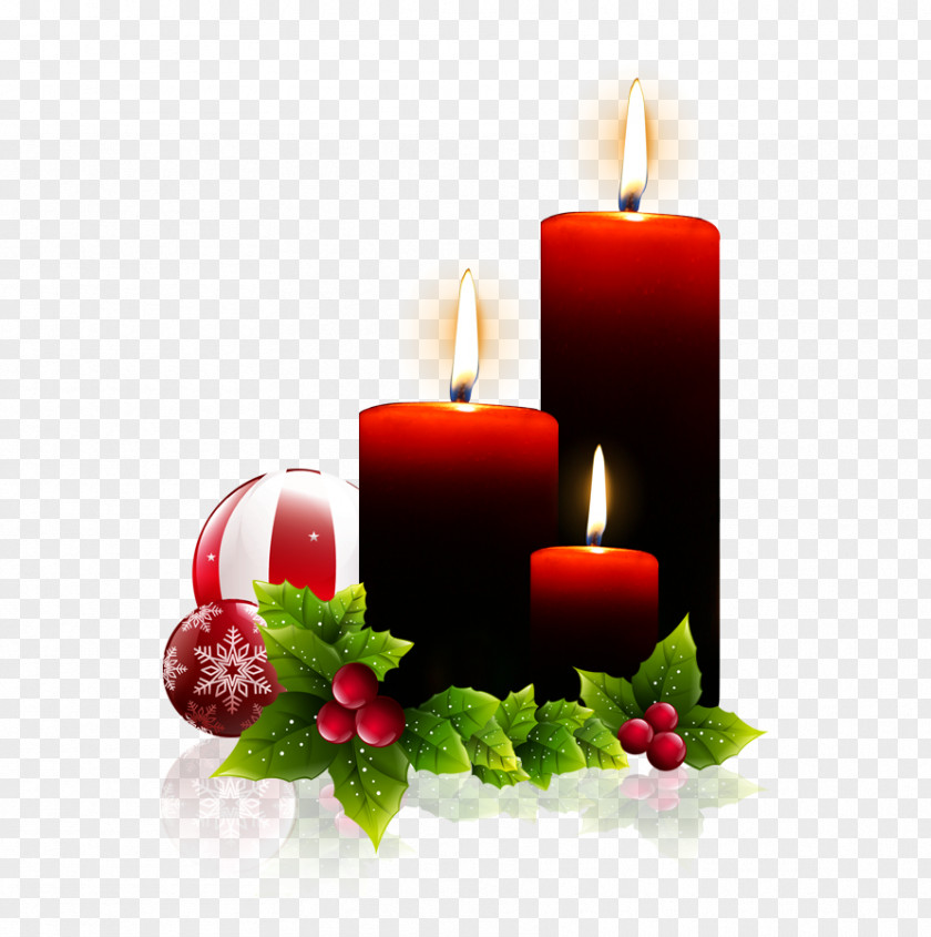 Red Candle Christmas Card Greeting Decoration PNG
