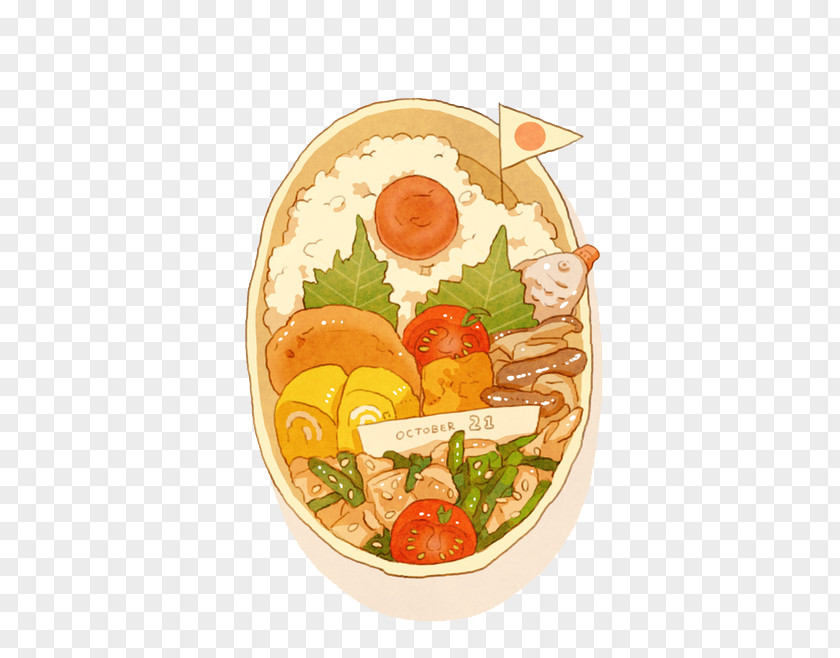Japanese Cuisine Bento Onigiri Food Drawing Illustration PNG