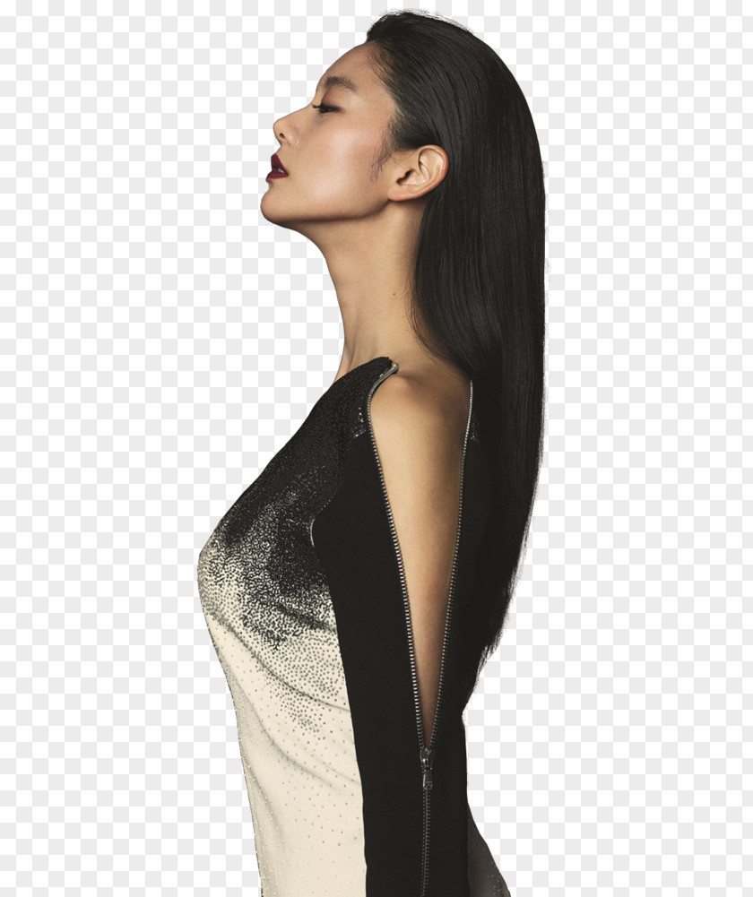 Hair Fashion Model Coloring Black Long PNG