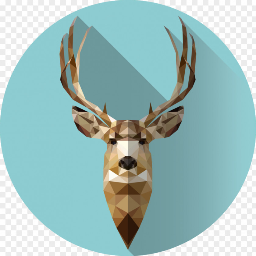 Reindeer Low Poly Digital Art Portrait PNG