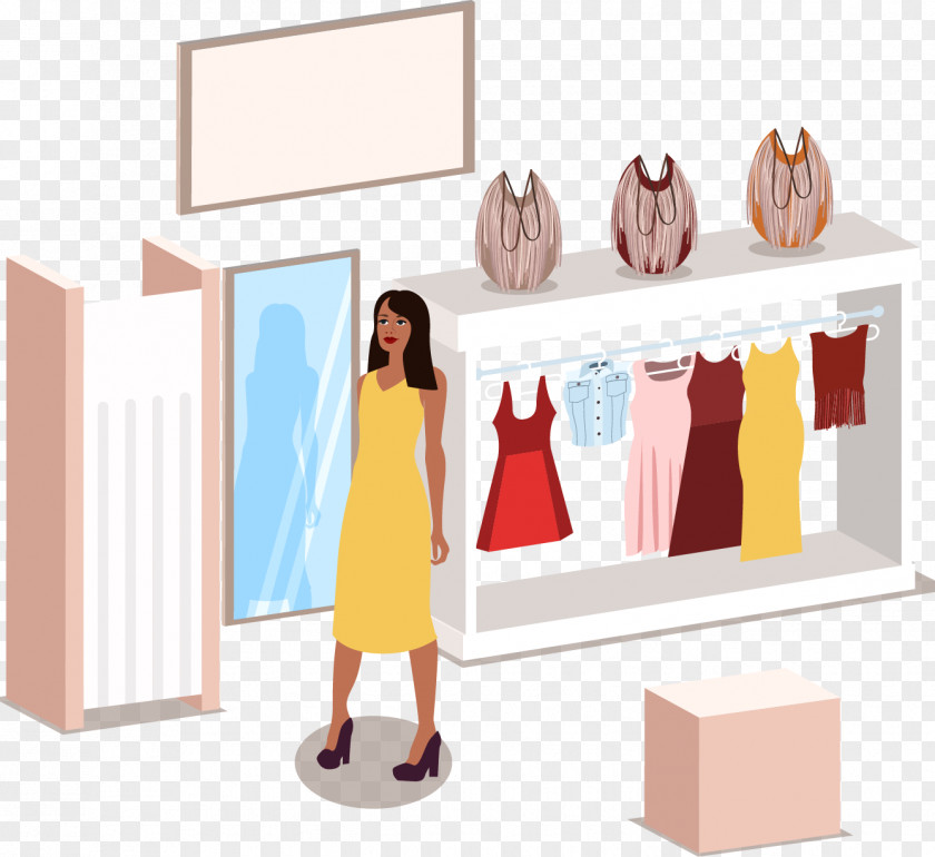 Vector Hand-painted Women's Clothing Store Euclidean PNG