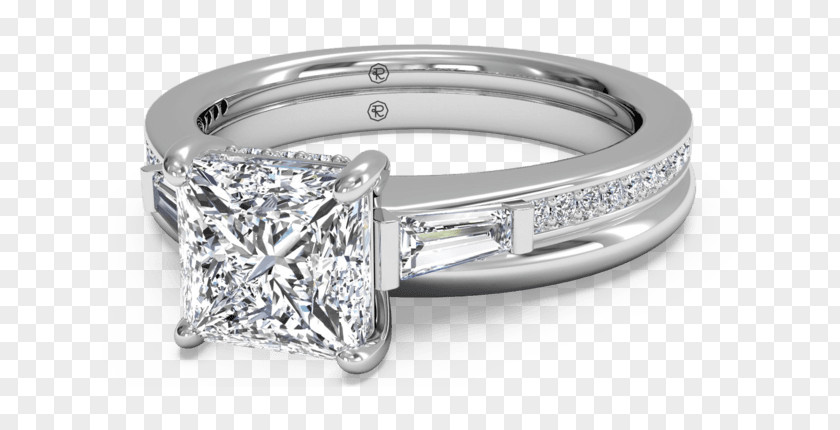 Bagett Engagement Ring Diamond Cut PNG