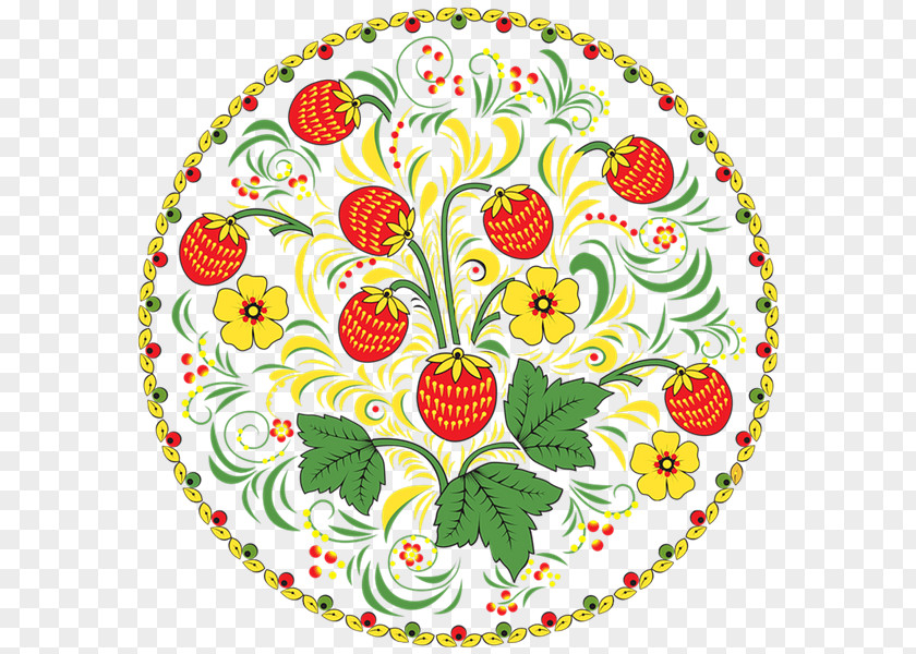 Khokhloma Ornament Drawing Strawberries Image PNG