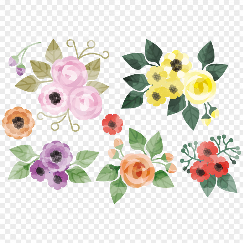 Lovely Watercolor Flowers Vector Floral Design Flower Painting Creative PNG