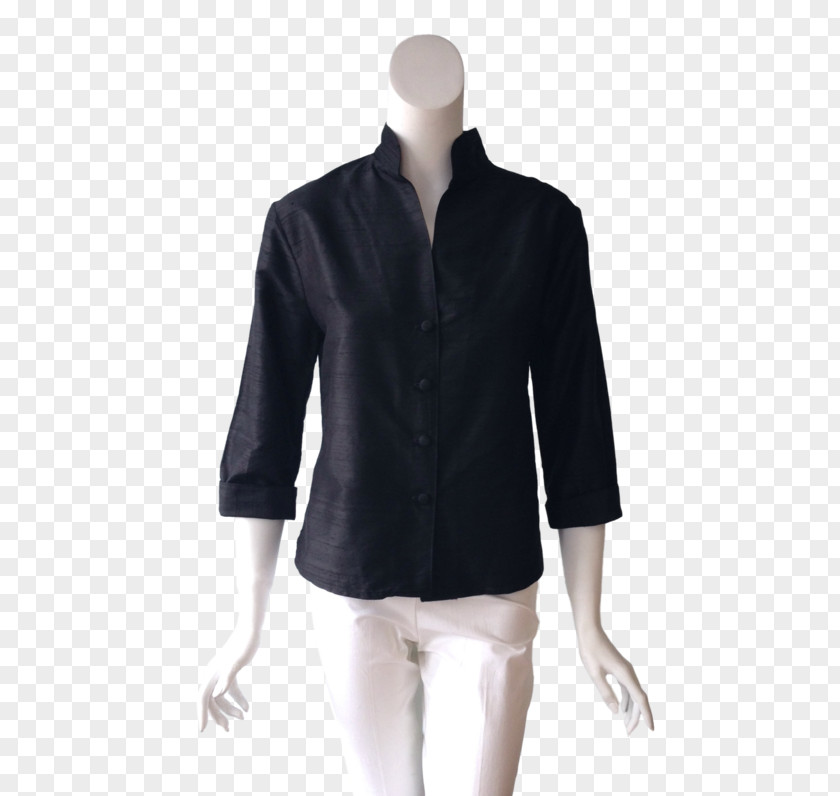 Silk Cloth Blouse Neck Black M PNG