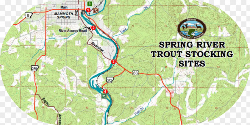 City River Mammoth Spring Map Water Resources PNG