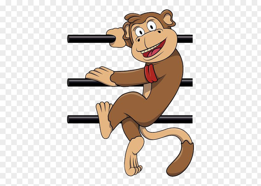 Iron Monkey Climb Cartoon Illustration PNG