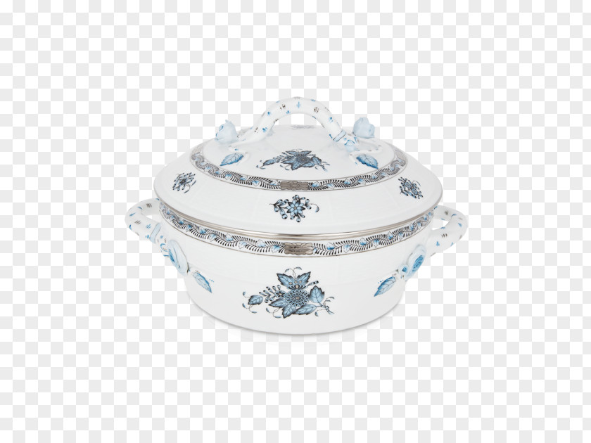 Silver Tureen Ceramic Blue And White Pottery Lid PNG
