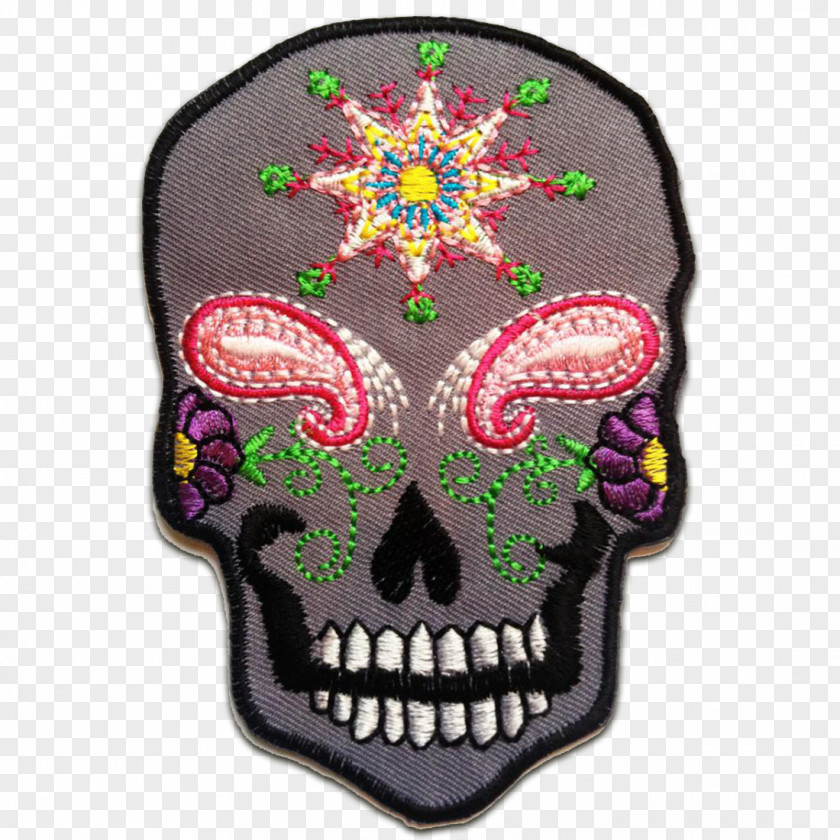 Skull Embroidered Patch Totenkopf White PNG
