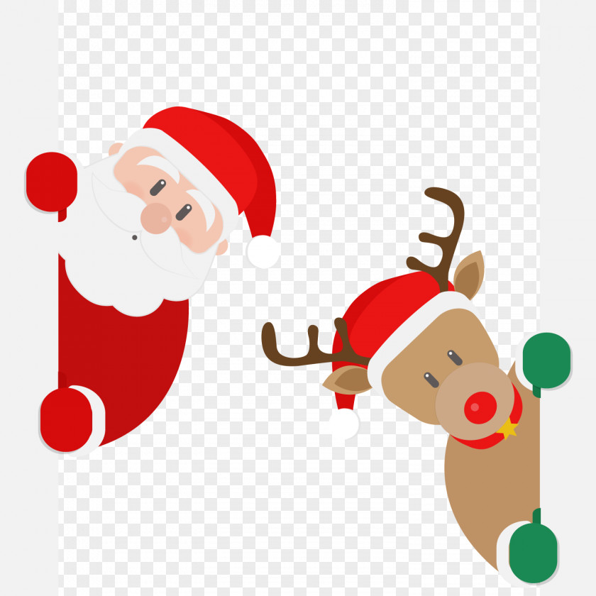 Vector Santa And Deer Rudolph Claus Reindeer Clip Art PNG