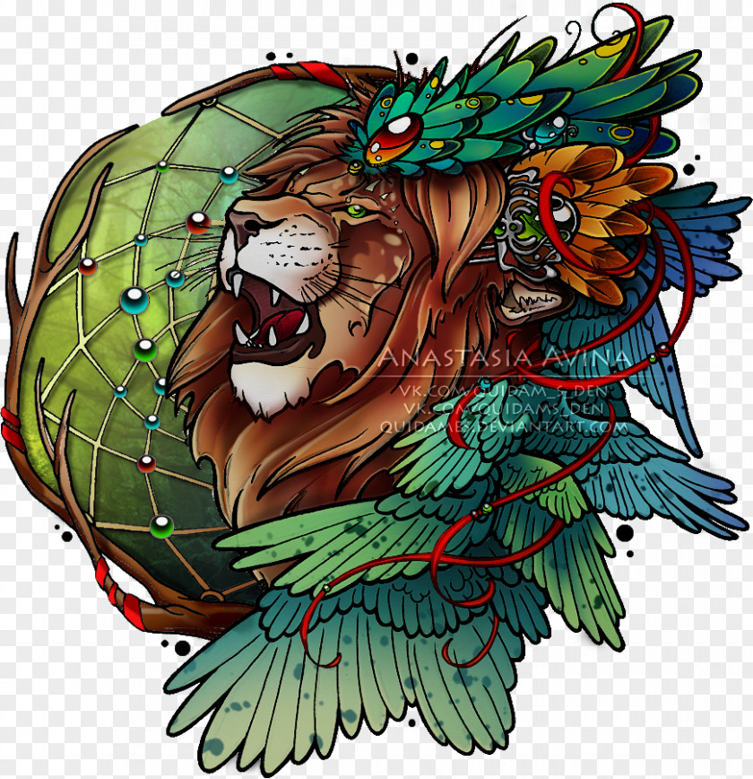 Feather Tattoo Dreamcatcher Sketch Lion PNG