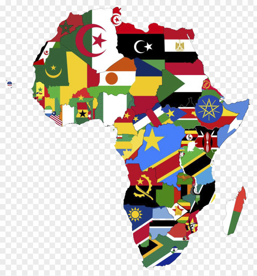 Africa Continent National Flag Map PNG
