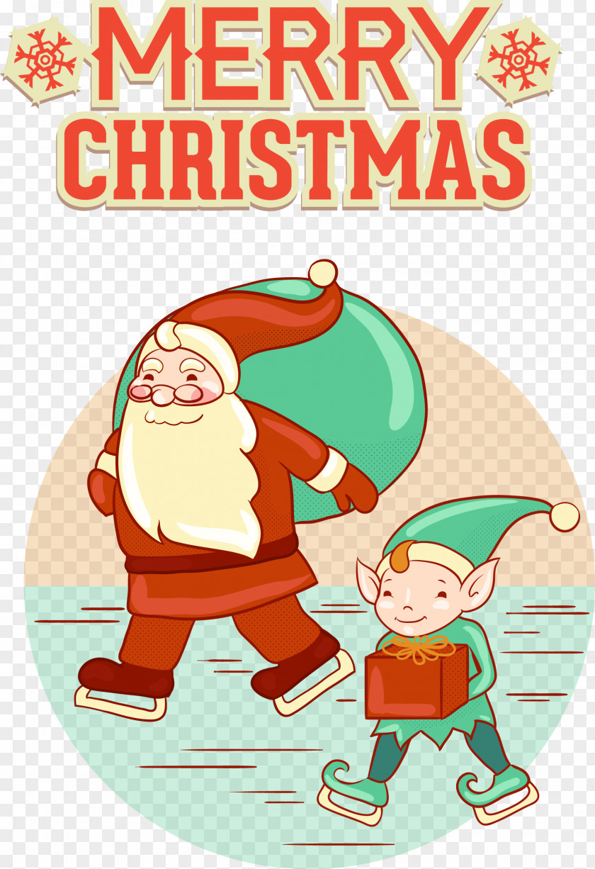 Christmas Vector Illustration Santa Claus Gift Clip Art PNG