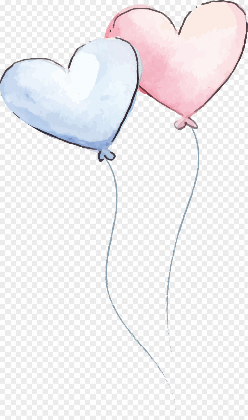Romantic Watercolor Love Balloon Painting PNG