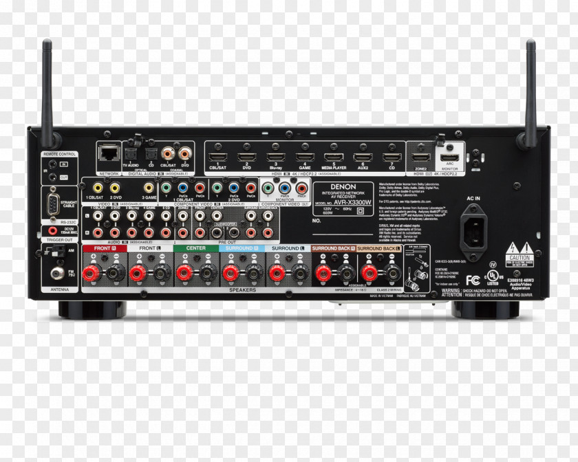 Audio Receiver Denon AVR-X3400H 7.2 Channel AV AVR-X3300W PNG
