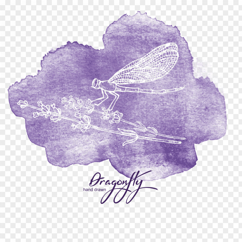 Purple Watercolor Dragonfly Creative Painting PNG