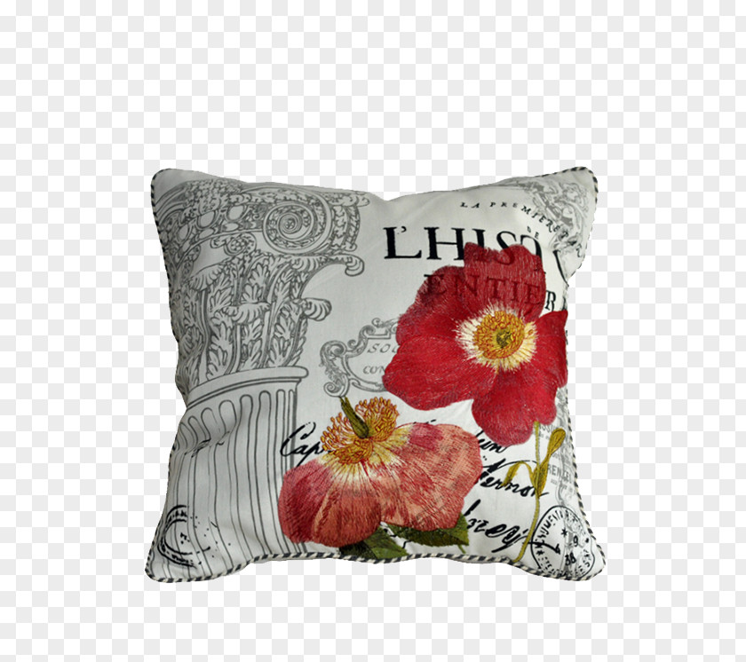 Square Cotton Embroidered Pillow Throw Cushion Dakimakura PNG