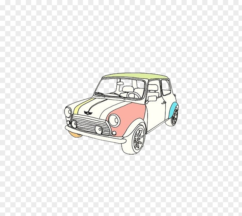 Cartoon Car Lines MINI Cooper Illustration PNG