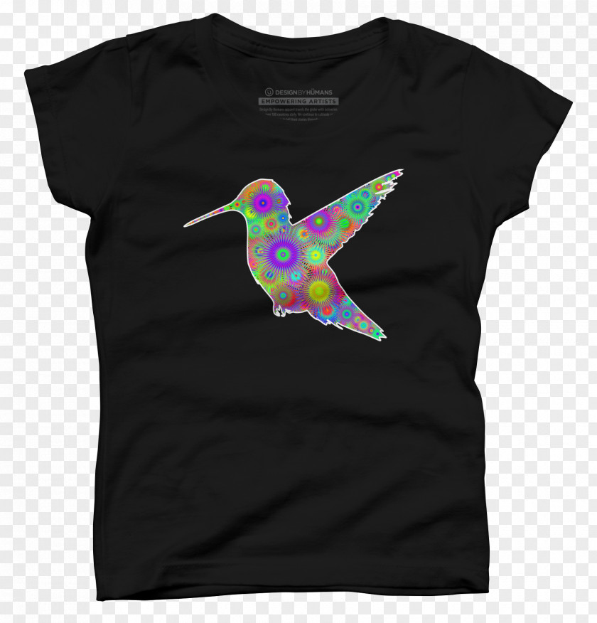 Hand Painted Hummingbird T-shirt Sleeve Pink M Neck Font PNG
