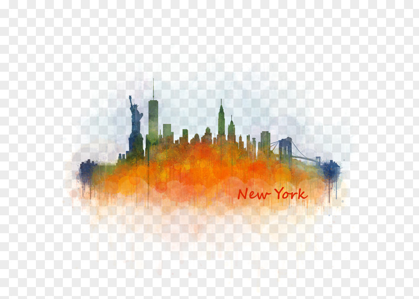 Painting Watercolor Skyline Empire State Building Rome PNG