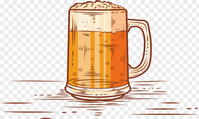 Hand Drawn Effervescent Beer Glass Ice Oktoberfest FOOM Drink PNG