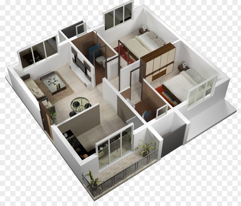 Parking Ban House Plan Square Foot 3D Floor PNG