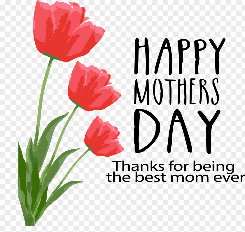 Vector Hand-painted Flowers Mother's Day Greeting Card Friendship Father's PNG