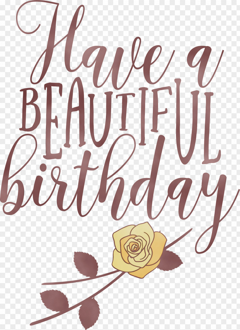 Calligraphy Birthday Greeting Card Painting Lettering PNG